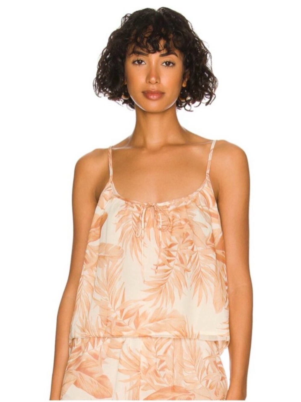 Amuse Society Peach Tropical Leaf Sheer Camisole Women’s Size S